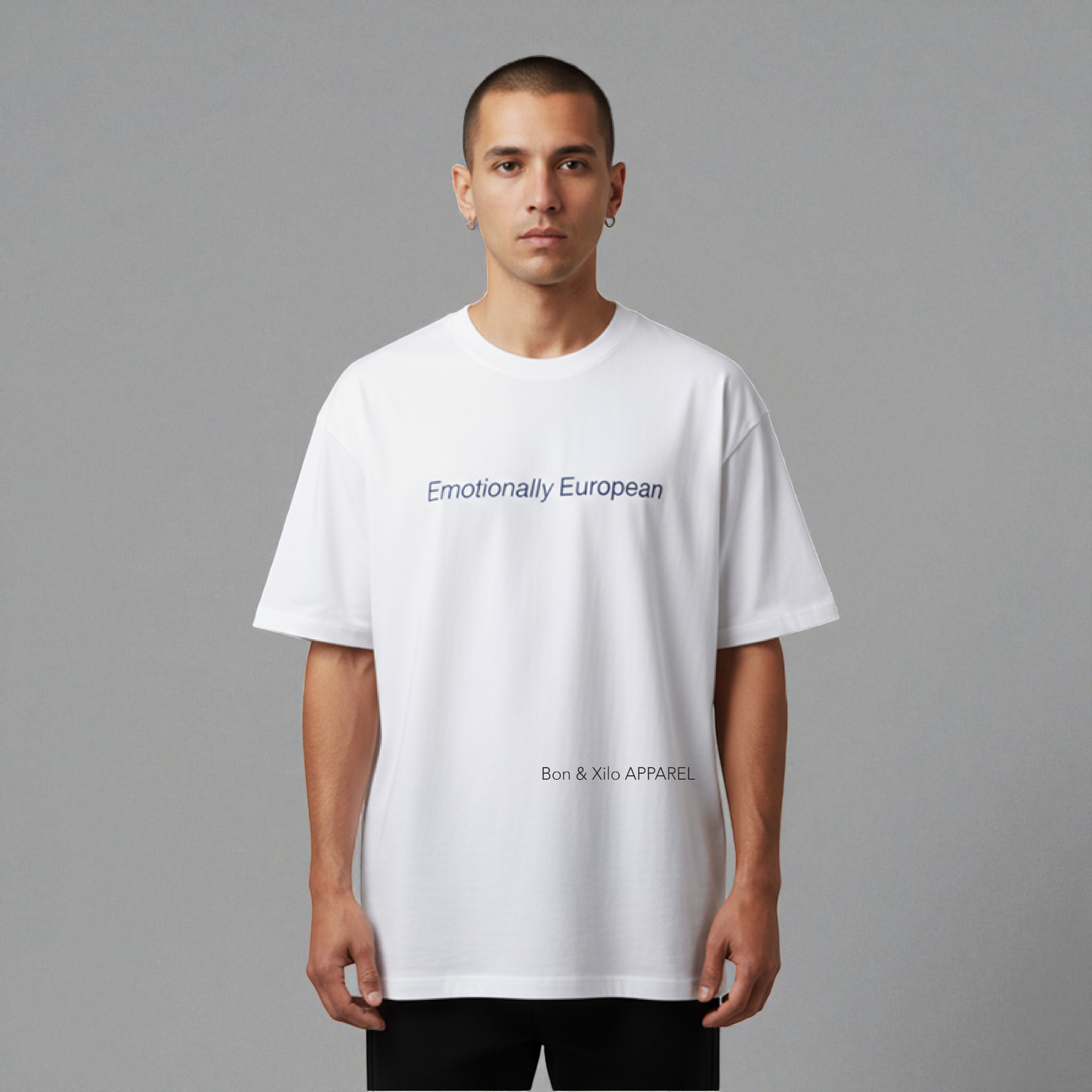 Emotionally European.  Premium Oversized Unisex T-Shirt.- Fluent in espresso, melancholy, and detachment.
