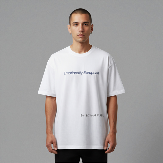 Emotionally European.  Premium Oversized Unisex T-Shirt.- Fluent in espresso, melancholy, and detachment.